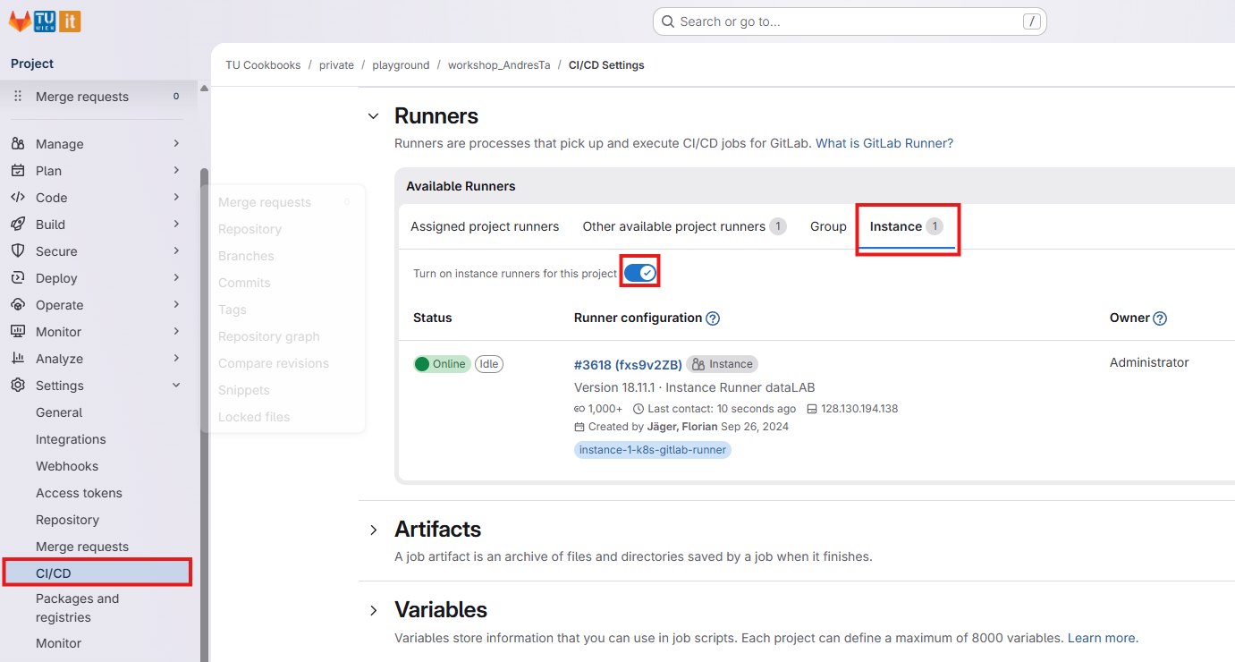 CI/CD toggle setting